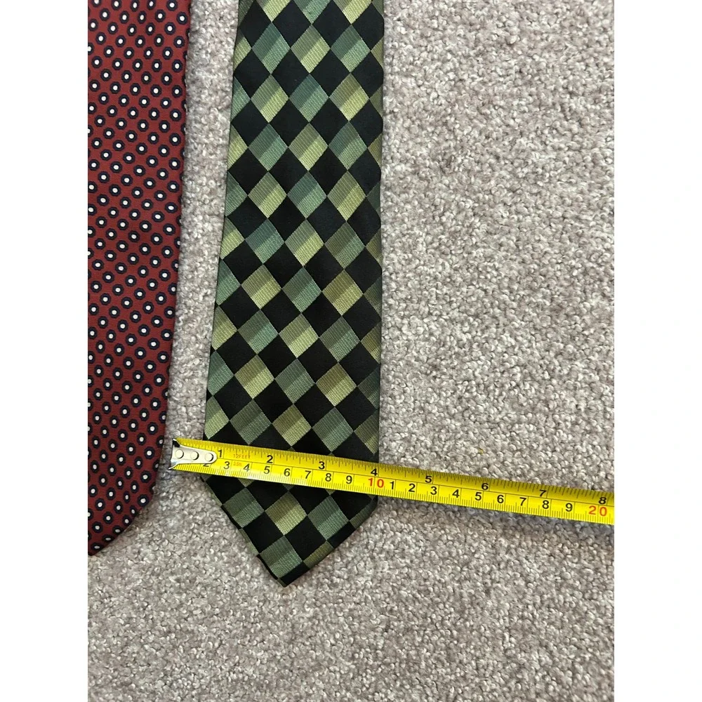 Business Professional Silk Necktie Bundle Mens OS Red Green Geometric Tie Set 3